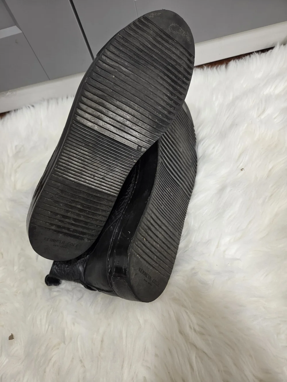 Kenneth Cole Black Leather High-Top Boots For Mens